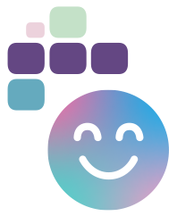 Icon von revoloud, welches stilistisch eine Lautheitskarte symbolisieren soll, zusammen mit einem freundlichen schauenden Smiley